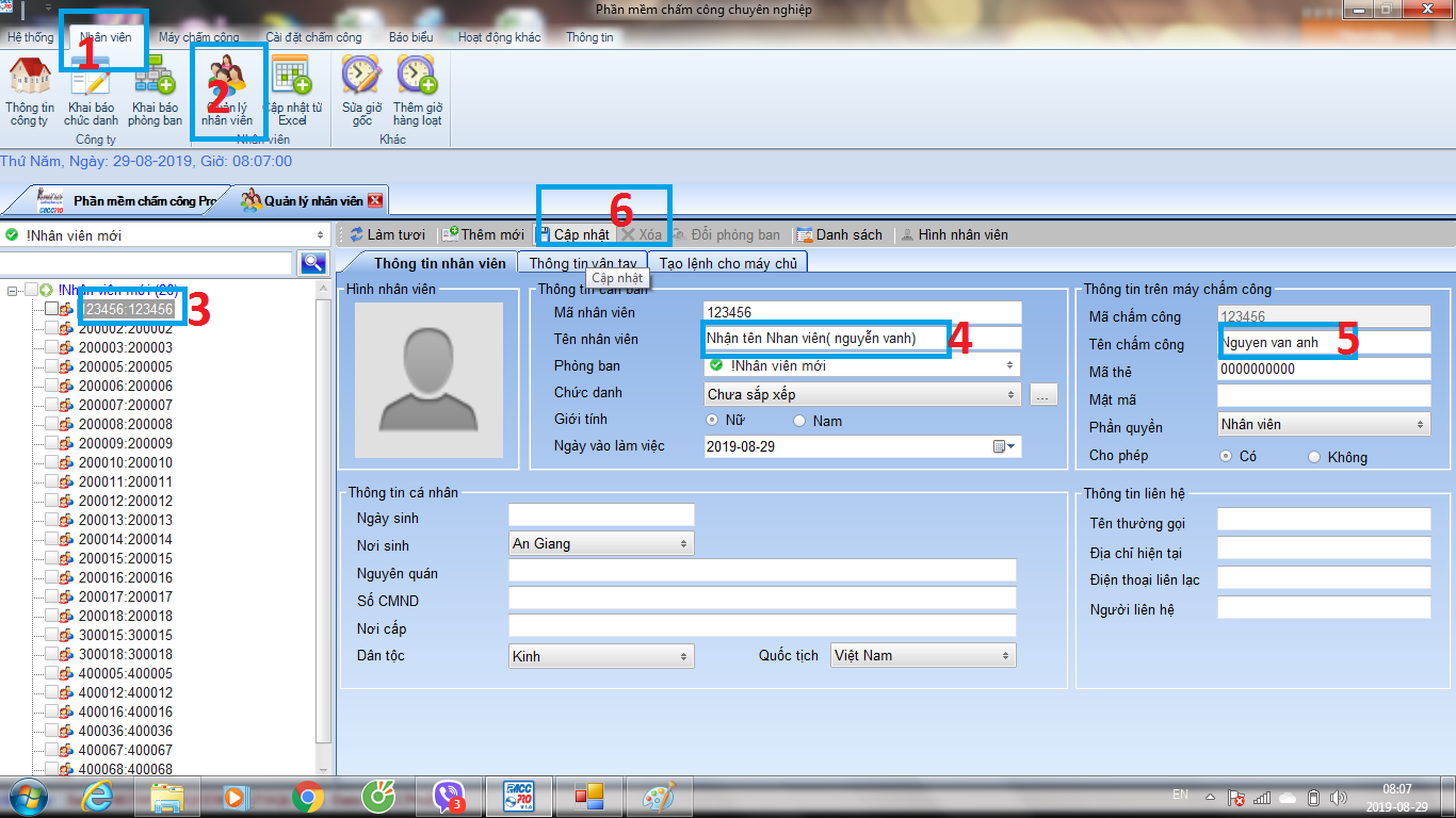 Phần mềm quản chấm công ronald jack dg900