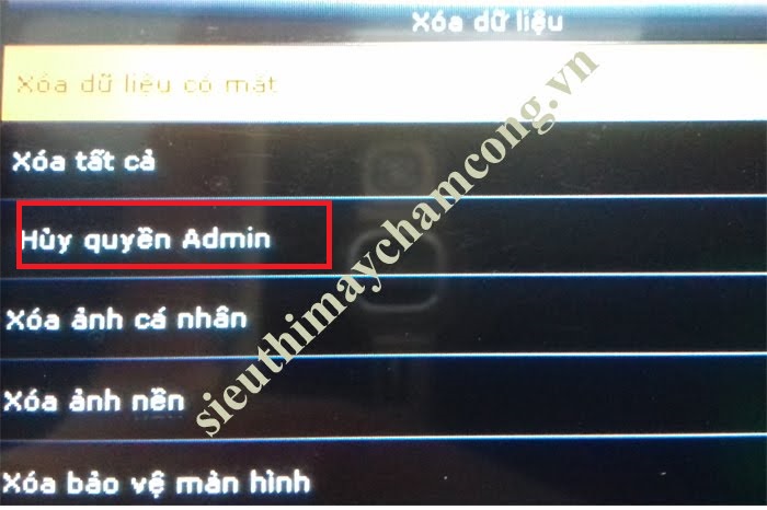 cấp quyền quản lý cho máy chấm công